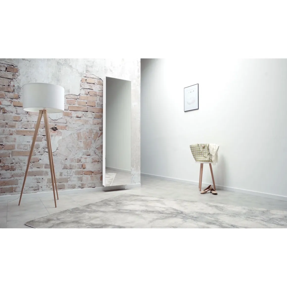 Drehschrank Ordnung mit Spiegelfront 50 x 195 x 18 cm weiß