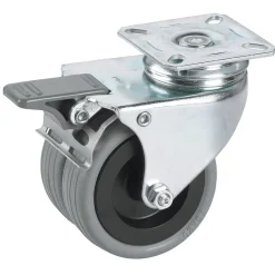 Dörner + Helmer Apparate-Doppel-Lenkrolle mit Gummireifen und Totalfeststeller 50 x 19 mm