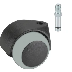 Dörner + Helmer Doppelrolle für empfindliche Böden mit Gewindestift M8 x 15 x 50 mm