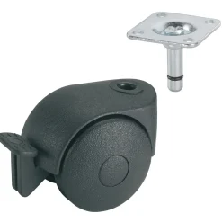 Dörner + Helmer Doppelrolle für normale Böden mit Feststeller 38 x 38 mm schwarz