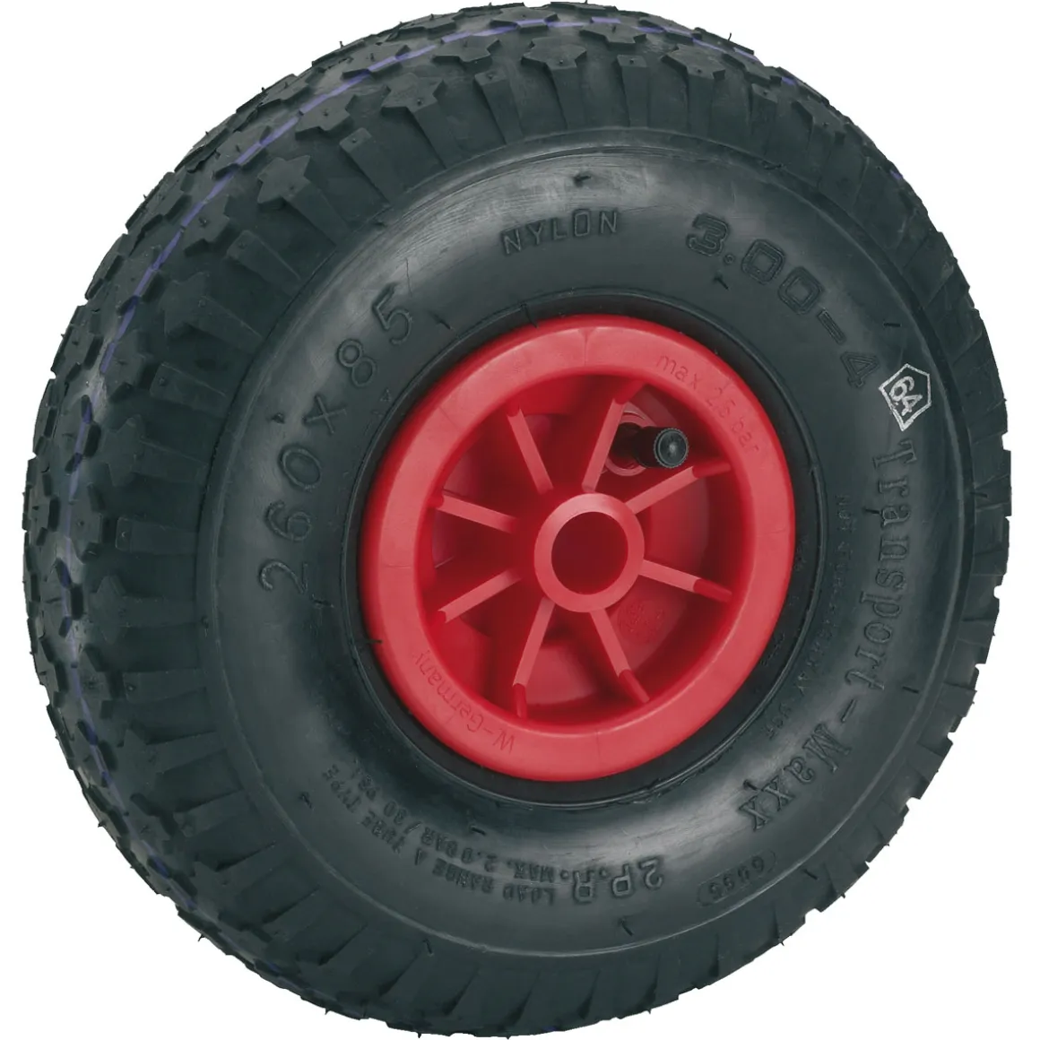 Dörner + Helmer Ersatz-Luftrad mit Kunststofffelge und Rillenprofil 260 x 85 mm