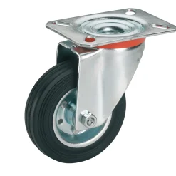 Dörner + Helmer Transportgeräte-Lenkrolle mit Vollgummireifen und Stahlfelge 80 x 25 mm