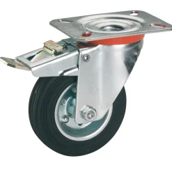 Dörner + Helmer Transportgeräte-Lenkrolle mit Vollgummireifen Stahlfelge und Feststeller 125 x 37 mm