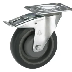 Dörner + Helmer Transportgeräte-Lenkrolle mit TPE-Lauffläche Fadenschutz und Totalfeststeller 100 x 32 mm