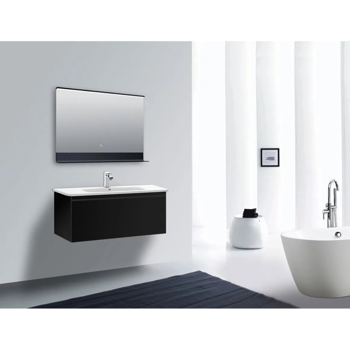 DSK Design LED Lichtspiegel Black Shelf 80 x 60 cm