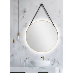 DSK Design LED Lichtspiegel Silver Barbier Gold Dm 80 cm