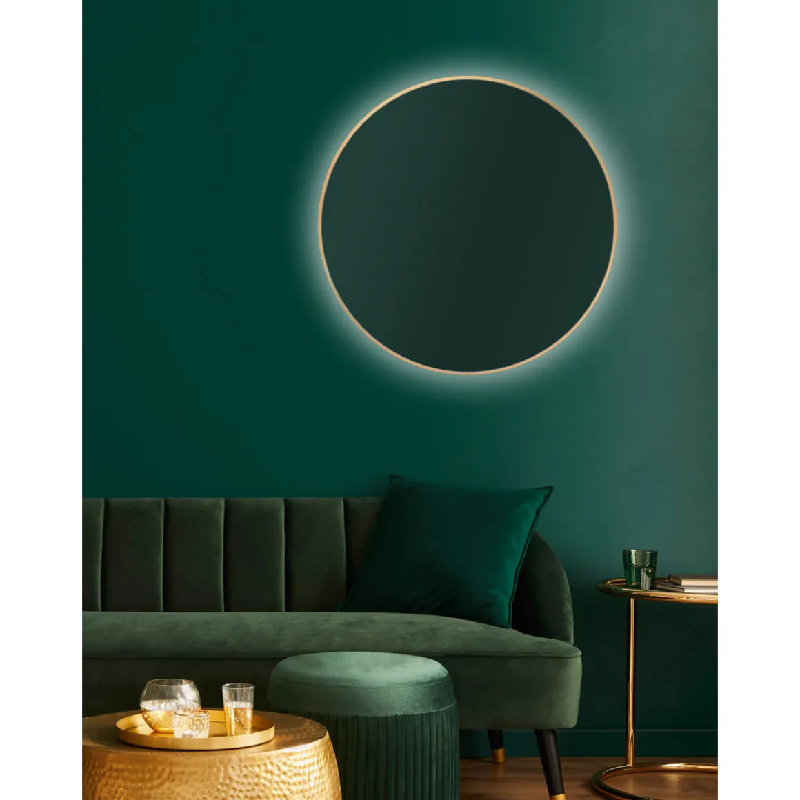 DSK Design LED Lichtspiegel Silver Barbier Gold Dm 80 cm