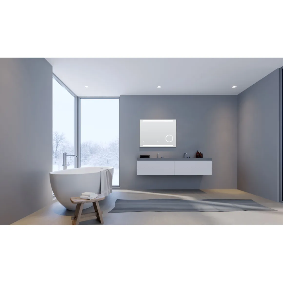 DSK Design LED Lichtspiegel Silver Rey 80 x 60 cm