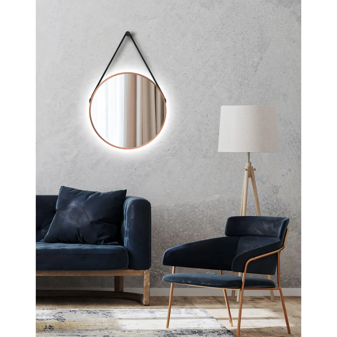 DSK Design LED Lichtspiegel Silver Barbier Copper Dm 50 cm