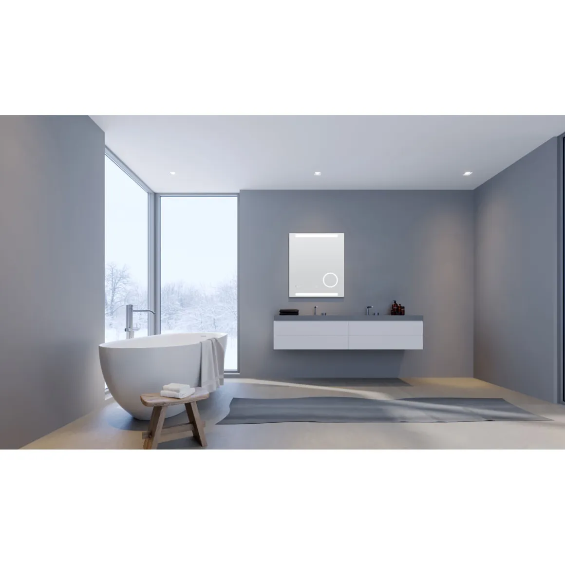 DSK Design LED Lichtspiegel Silver Rey 60 x 70 cm