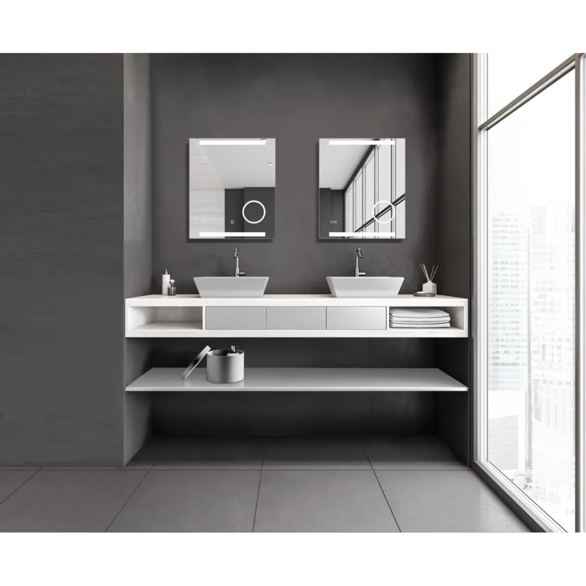 DSK Design LED Lichtspiegel Silver Rey 60 x 70 cm