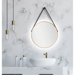 DSK Design LED Lichtspiegel Silver Barbier Gold Dm 50 cm