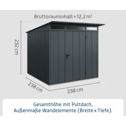 EcoStar Gerätehaus Elegant-PTyp 2RAL7016 1 flg