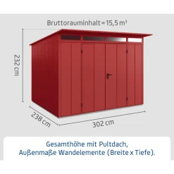 EcoStar Gerätehaus Elegant-PTyp 3RAL3004 2 flg