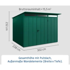 EcoStar Gerätehaus Elegant-PTyp 3RAL6005 1 flg