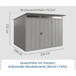 EcoStar Gerätehaus Elegant-PTyp 3RAL9007 1 flg