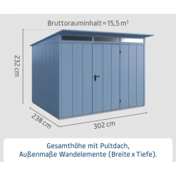 EcoStar Gerätehaus Elegant-PTyp 3RAL5014 1 flg