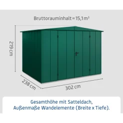 EcoStar Gerätehaus Elegant-STyp 3RAL6005 2 flg