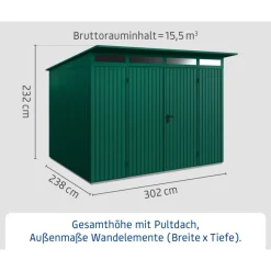 EcoStar Gerätehaus Trend-PTyp 3RAL6005 2 flg