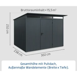 EcoStar Gerätehaus Trend-PTyp 3RAL7016 1 flg