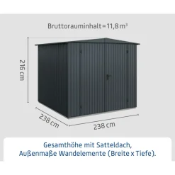 EcoStar Gerätehaus Trend-STyp 2RAL7016 2 flg
