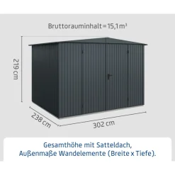 EcoStar Gerätehaus Trend-STyp 3RAL7016 2 flg