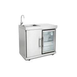 Edelstahl-Erweiterungsmodul mit Küchenschrank und Spülbecken