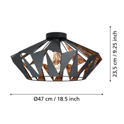 Eglo LED Deckenleuchte Carlton 6 schwarz/kupfer