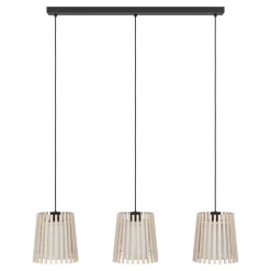 Eglo LED Pendelleuchte Fattoria 3-flammig schwarz/braun/weiß