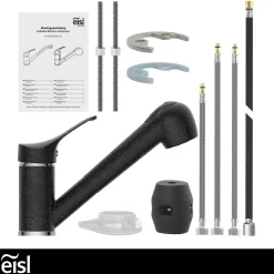 Eisl Spültischarmatur „Granit“ schwarz mit Geschirrbrause