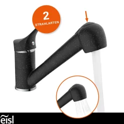 Eisl Spültischarmatur „Granit“ schwarz mit Geschirrbrause