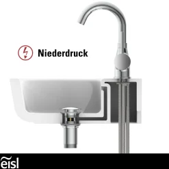 Eisl Waschtischarmatur „Futura“ Niederdruck chrom Cold-Start-Funktion
