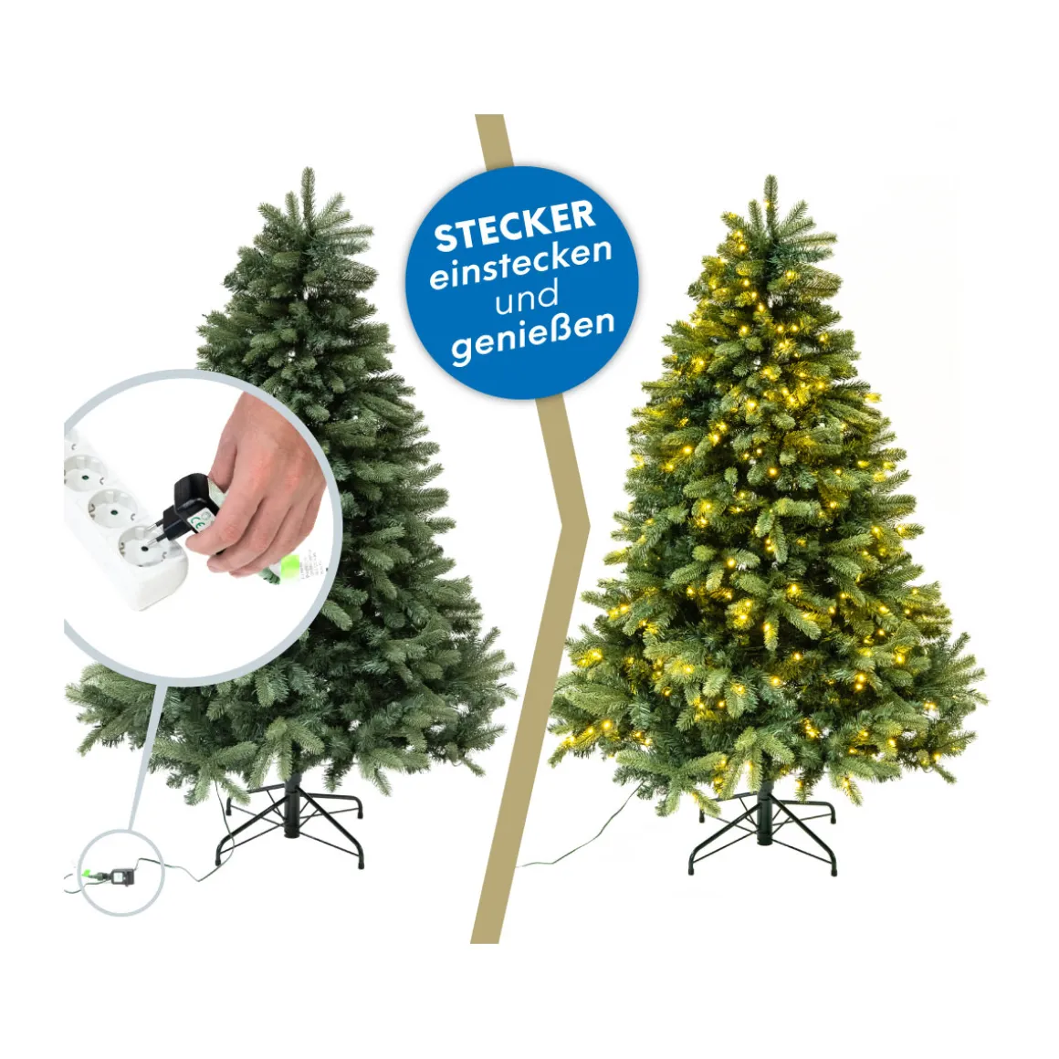 Evergreen Künstlicher Weihnachtsbaum Vermont Fichte inkl. LEDs 129x180cm Grün