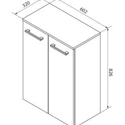Fackelmann Doppel-Midischrank B.Style 602 x 826 x 320 mm Nature Oak/Weiß