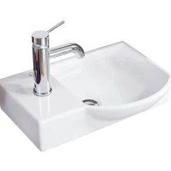 Fackelmann Gäste-WC Keramikbecken SBC 455 x 145 x 320 mm Weiß Hahnloch links