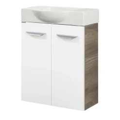 Fackelmann Gäste-WC Waschtischunterschrank SBC 520 x 600 x 243 mm Steinesche/Weiß
