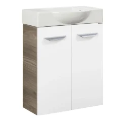 Fackelmann Gäste-WC Waschtischunterschrank SBC 520 x 600 x 243 mm Steinesche/Weiß