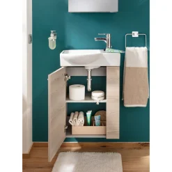 Fackelmann Gäste-WC Waschtischunterschrank links SBC 440 x 600 x 243 mm Alaska-Esche