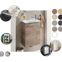 Fackelmann Gäste-WC Waschtischunterschrank links SBC 440 x 600 x 243 mm anthrazit/lackiertes Glas Anthrazit