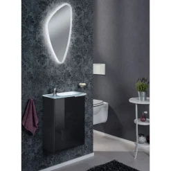 Fackelmann Gäste-WC Waschtischunterschrank links SBC 440 x 600 x 243 mm anthrazit/lackiertes Glas Anthrazit
