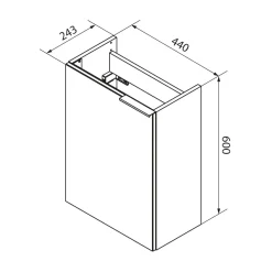 Fackelmann Gäste-WC Waschtischunterschrank links SBC 440 x 600 x 243 mm anthrazit/lackiertes Glas Anthrazit