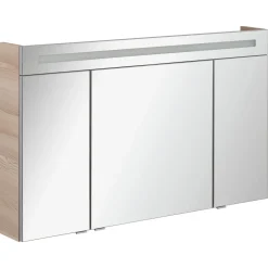 Fackelmann LED-Spiegelschrank B.clever 120 x 71 x 16 cm Alaska-Esche 3 Türen