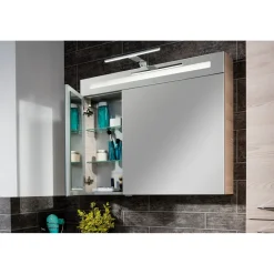 Fackelmann LED-Spiegelschrank B.clever 90 x 71 x 16 cm Alaska-Esche