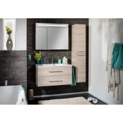 Fackelmann LED-Spiegelschrank B.clever 90 x 71 x 16 cm Alaska-Esche