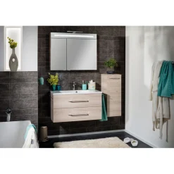 Fackelmann LED-Spiegelschrank B.clever 90 x 71 x 16 cm Alaska-Esche