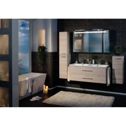 Fackelmann LED-Spiegelschrank B.clever 120 x 71 x 16 cm Alaska-Esche 2 Türen