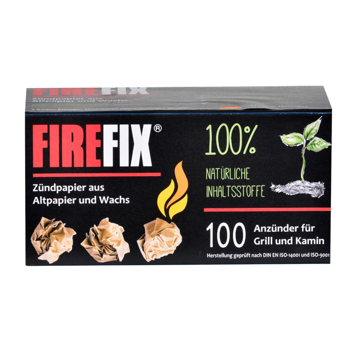 FIREFIX Anzündpapier 100 Stück aus Altpapier und Wachs