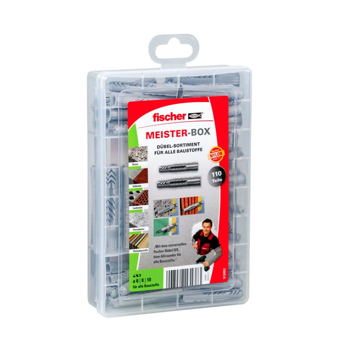 Fischer Sortimentsbox UX/UX mit Rand 110-teilig