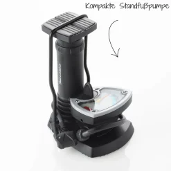 Fischer Bikes Fuß-Standpumpe mit Manometer und Adapter schwarz