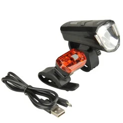 Fischer Bikes LED-Akku-Leuchten-Set 30/15 Lumen 3-teilig